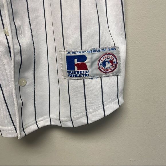 Russell Athletic New York Yankees Pinstripe Button Down Jersey Size 10/12 - Picture 3 of 7